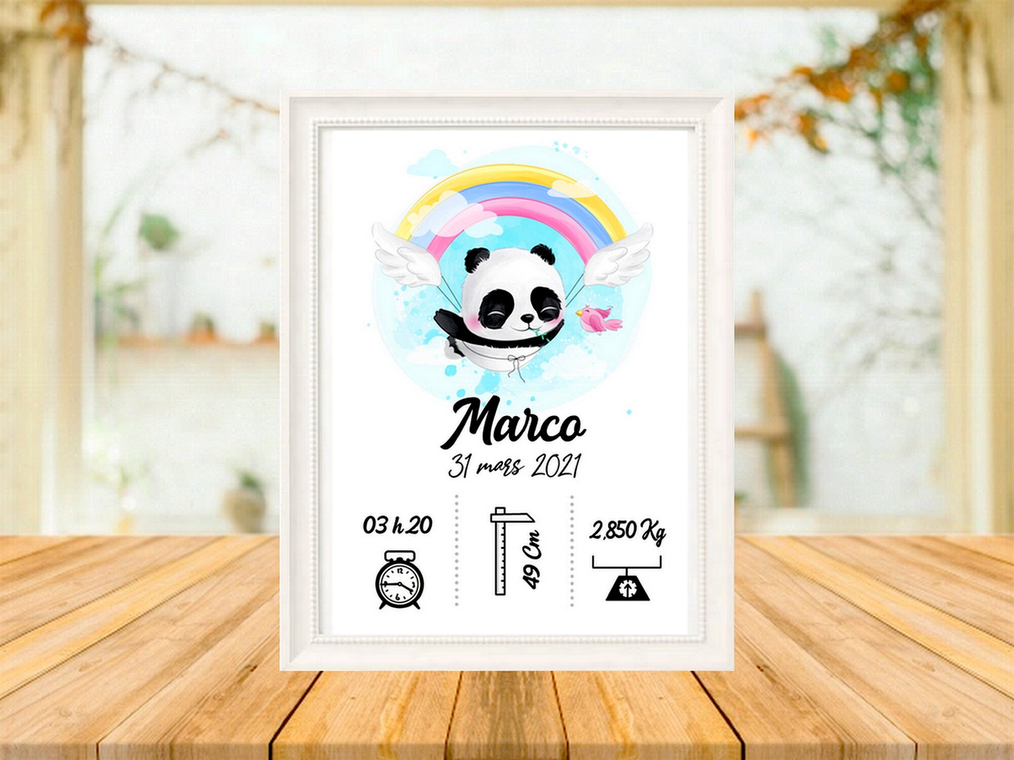 Affiche Panda Decoration Deco Cadre Image Photo Idée Cadeau Bébé Enfant Grossesse Chambre Personnali