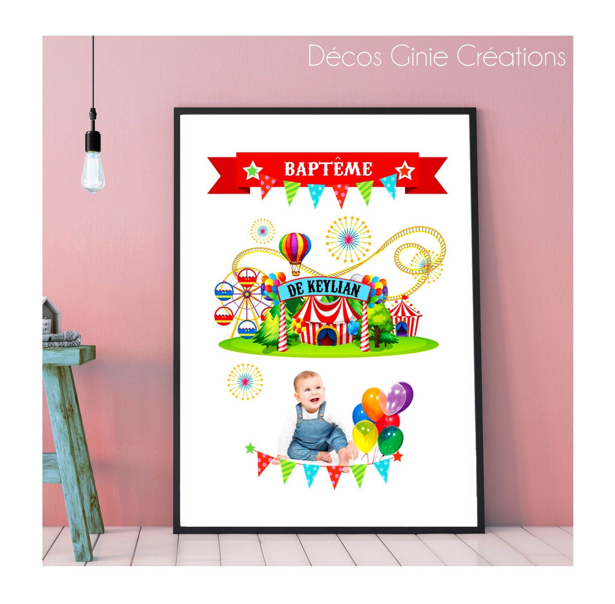 Affiche A4 Fete Foraine Manege Enfant Bébé Chambre Cadre Photo Deco Decoration Mur Mural Anniversair