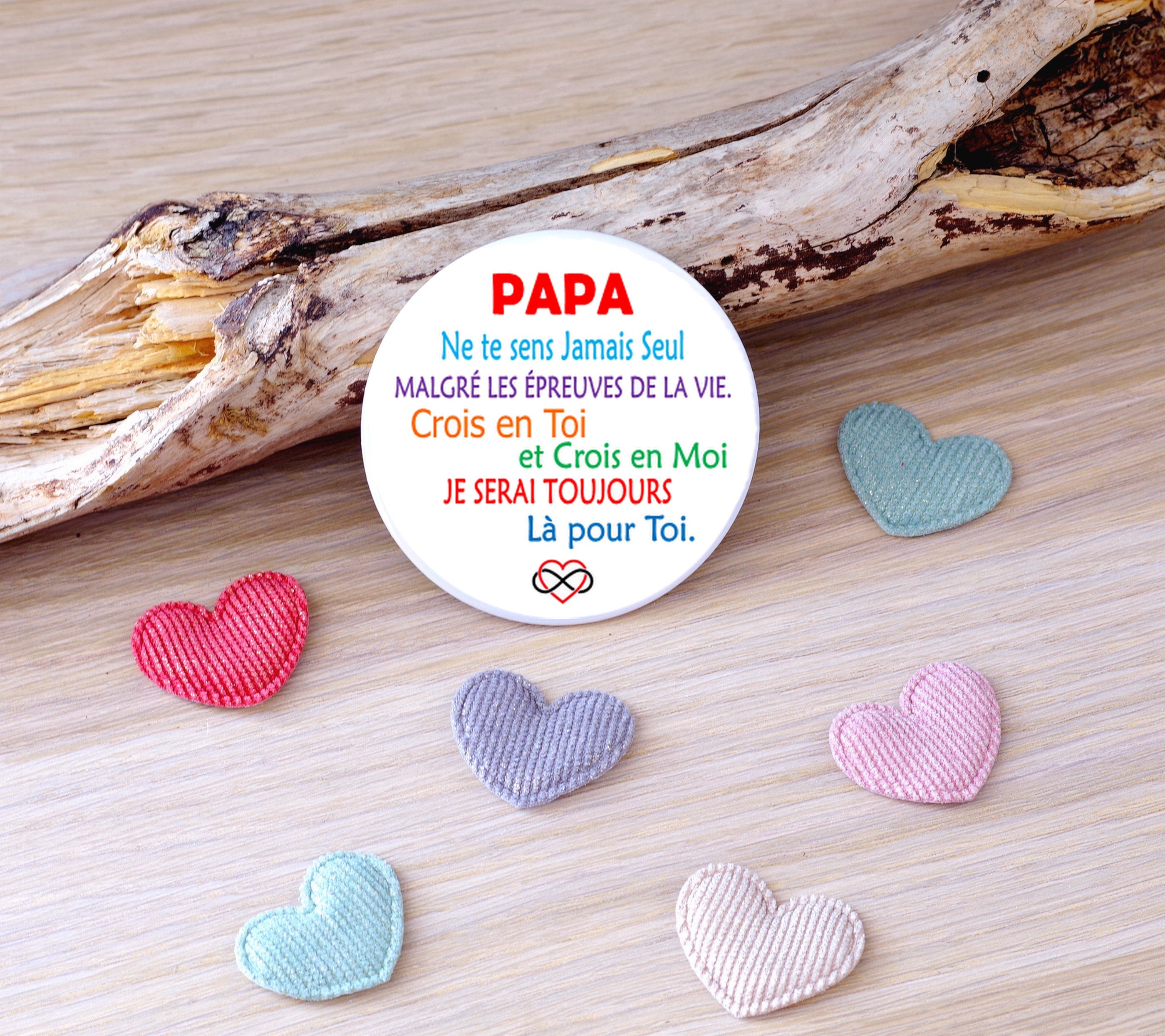 Badge ou Magnet Papa Maman Grand Format 7, 5 cm Fête Mères Pères Je Serai Toujours Là Pour Toi Citat