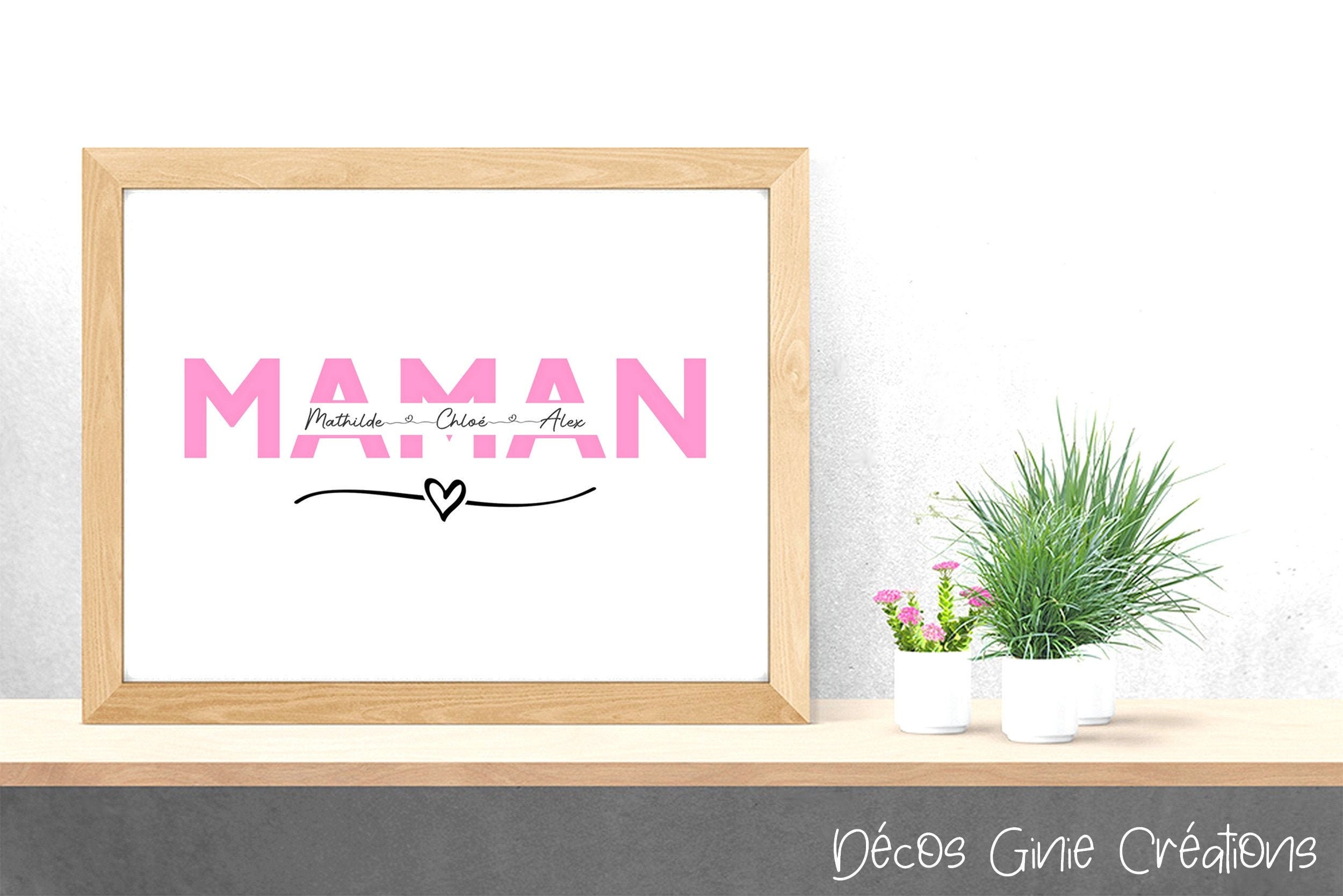 Maman Prénom Affiche Cadeau Fête Des Mères Anniversaire Mariage Style Aquarelle Vintage Poeme Carte 