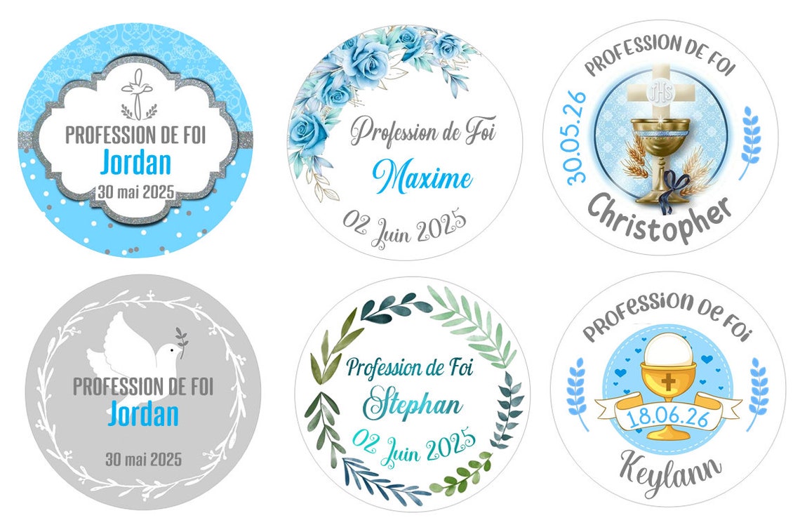 Lot de 10 étiquettes communion première profession foi - Etsy France