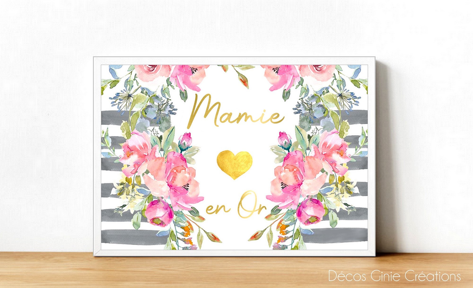 Mamie en Or Cadeau Grand Mère Mamy Arrière Fête Anniversaire Original Cadre Carte Affiche Personnali