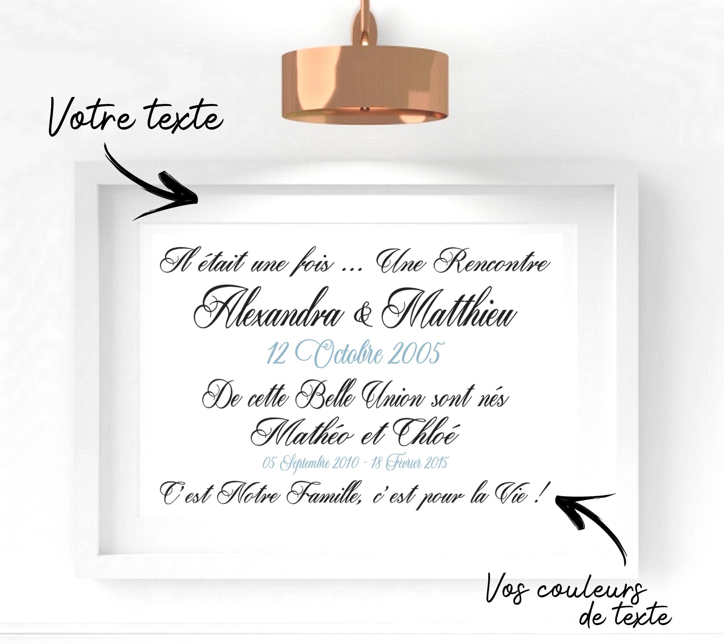 Affiche Famille Pour La Vie à Encadrer Cadeau Anniversaire Noel Mariage Fete Cadre Carte Photo Perso