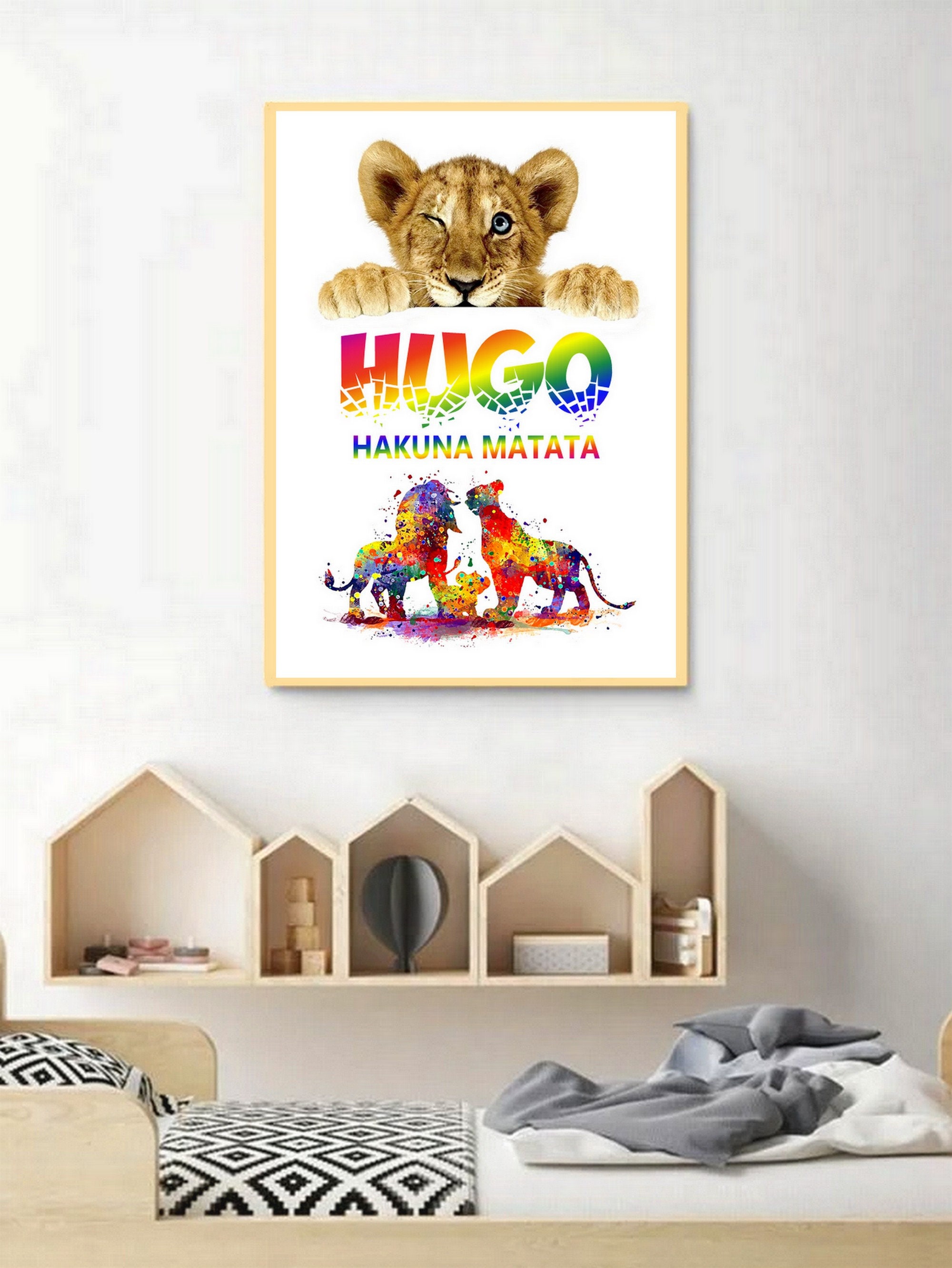 Affiche Lionceau Enfant Bébé Chambre Cadre Photo Deco Decoration Mur Mural Anniversaire Bapteme Cade