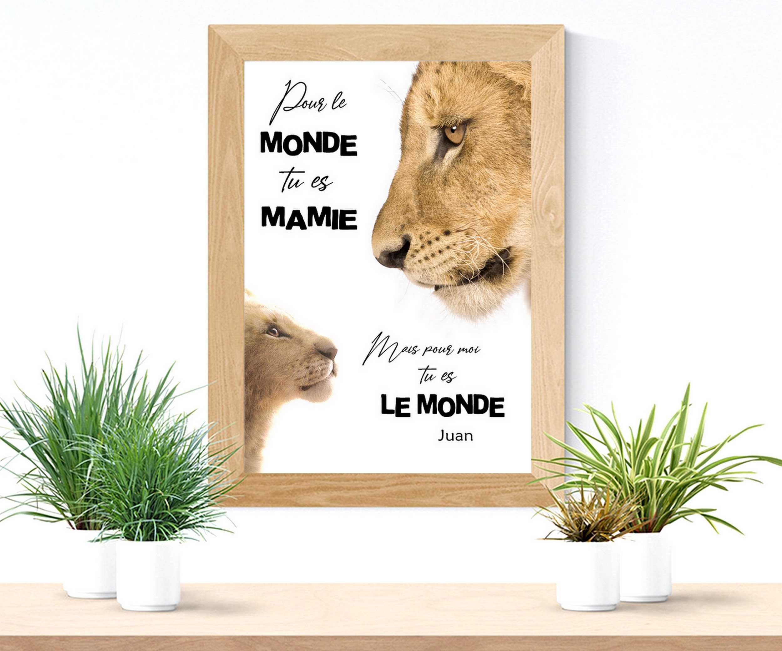 Affiche Mamie Lionne Lion Lionceau Cadre Photo Fete Anniversaire Mariage Bapteme Roi Reine Mémé Gran