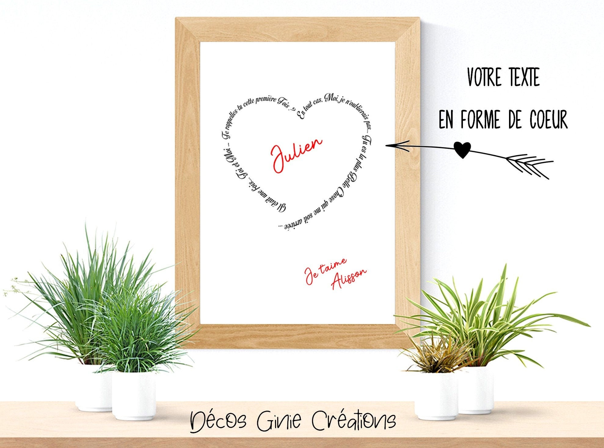 Affiche Coeur Phrase Texte Cadeau Saint Valentin Couple Anniversaire Amoureux Amour Cheri Mari Maria