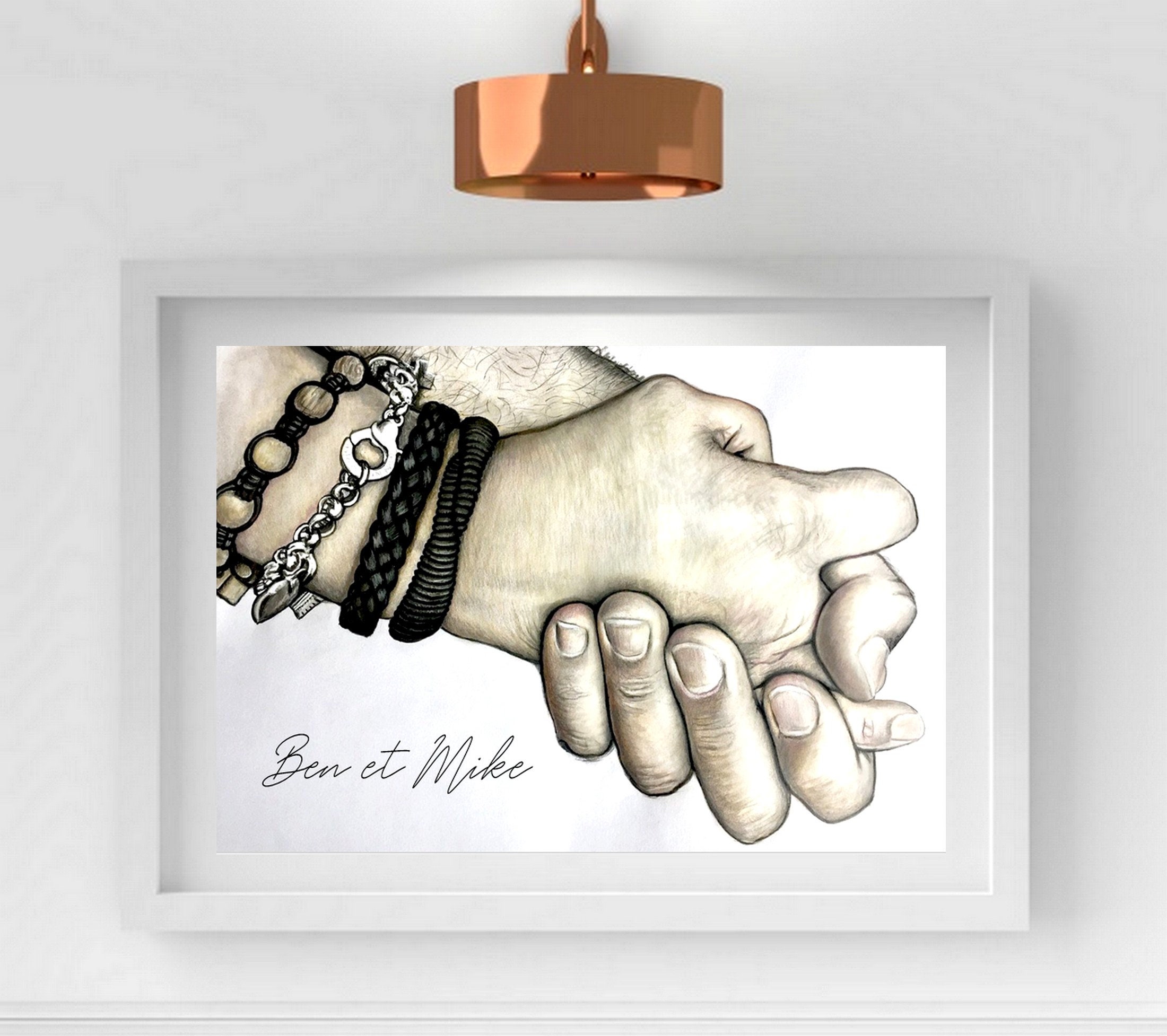 Affiche Mains Cadeau Saint Valentin Couple Frere Pere Parrain Papa Anniversaire Amour Main Doigt Hom