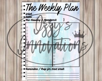 The Weekly Plan, School Planner, Good Notes, Digital Download, PDF