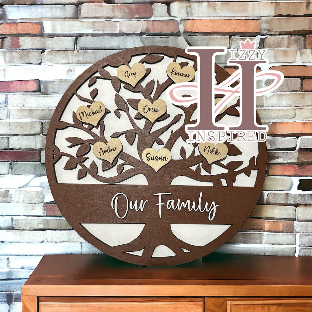Personalized Family Tree Sign | Custom Wooden Family Name Wall Art ...