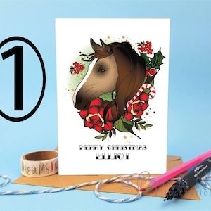 Horse Christmas card, equestrian card, card for horse rider, horse riding card, Christmas pony card, card for her, card for him