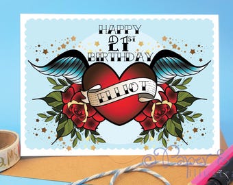 Personalised Happy 21st birthday card daughter, birthday card for her