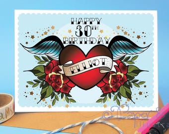 Happy 30th birthday card for her, personalised 30th card for friend