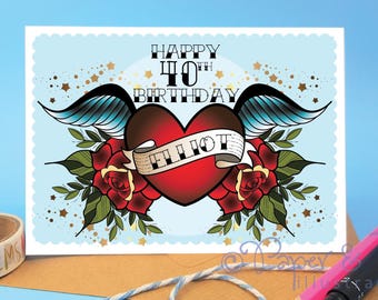 Personalised 40th birthday card for female