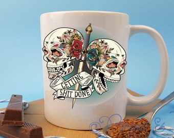 PERSONALISED funny office work custom coffee cup gift with swear words