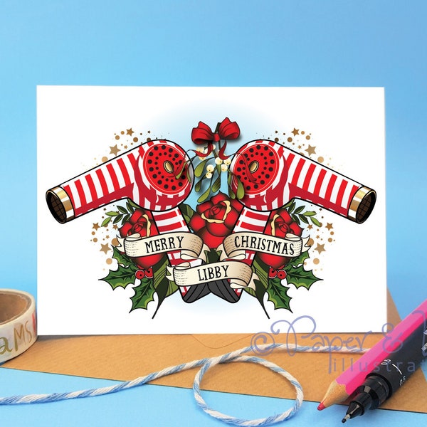 merry christmas hairdresser, hairstylist christmas card, hairdresser christmas, stylist holiday card, candy cane design