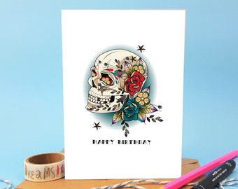Skull Roses – Biglietto Di Auguri Gotico Per Compleanno 145x145mm Con Busta Di Lusso, Carta Riciclata FSC - 2