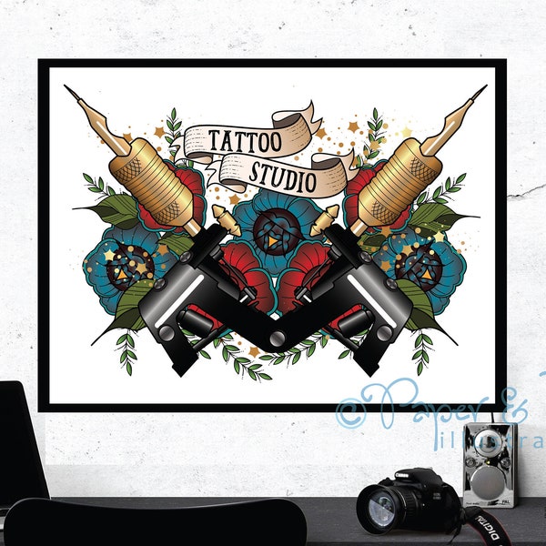 tattoo studio, art print, tattoo artist, newly qualified, artist gift, tattoo lover, tattoo gift, tattoo fan, birthday gift