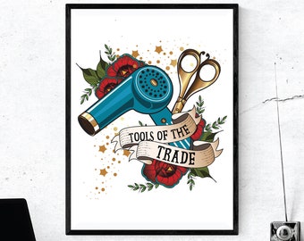 Hairdresser Gift Print | Salon Wall Art, Hair Stylist Tools