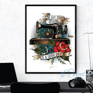 sewing themed gift - craft room sign - wall art - a day spent sewing - is a good day - sewing enthusiast - crafter gift - quilter gift