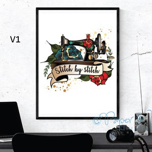 sitch by stitch, sewing room print, craft room wall art, sewing quote, sewing print, gift for her, mum gift, aunt gift, friend gift