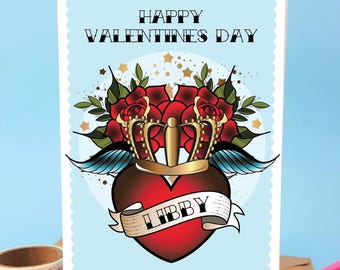 PERSONALISED happy valentines card, husband or wife, boyfriend or girlfriend