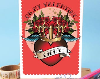 Personalized Queen Heart Valentine Card, Wife or Girlfriend