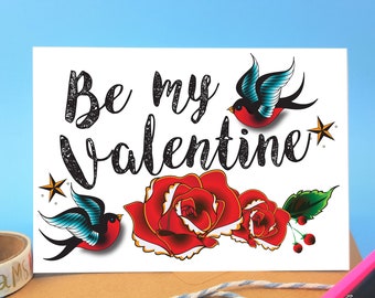 Tattoo Roses Valentine Card - Alternative Love Card