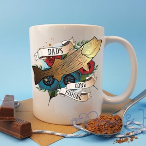 personalisierte Fischer-Angeln-Tasse für jemanden, der gerne angeln geht Kaffeetasse für Papa oder Opa