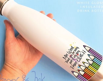 Personalised teacher gift, water bottle, end of year gift for female