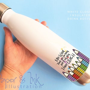 Teacher water bottle, thank you teacher gift, personalised water bottle, gift for her, teaching assistant gift, nursery teacher gift