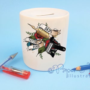 dad's tattoo fund, fathers day gift, money box, piggy bank, savings jar, tattoo lover, gift idea, dad gift, tattooed dad