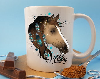 personalised horse mug, equestrian gift for her