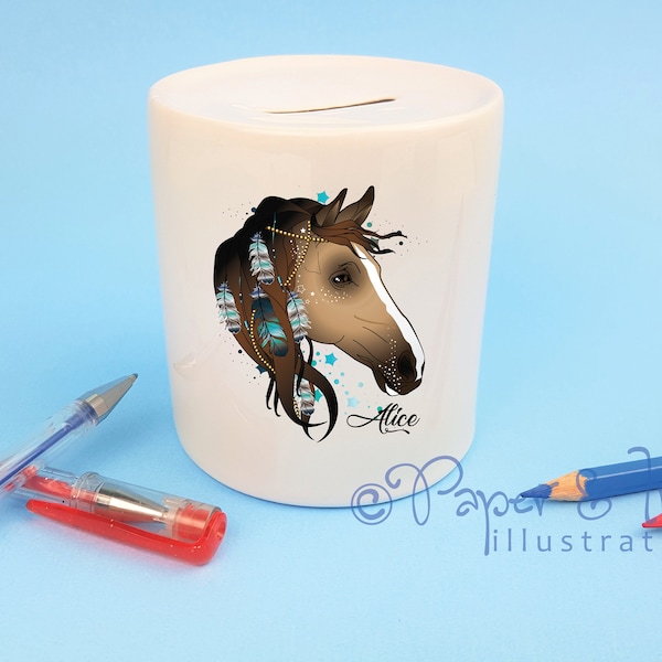 personalised piggy bank, horsey gift, horse riding gift, personalised name, money box, equestrian gift idea, niece present