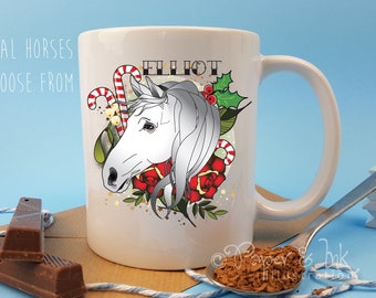 Personalized Horse Mug, Equestrian Christmas Gift