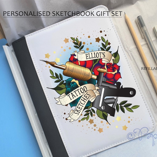 Tattoo artist gift set, tattoo sketches, artist sketchbook, artist starter kit, tattoo apprentice gift, tattoo themed gift