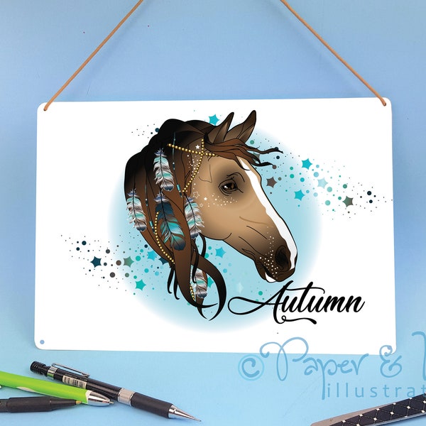 PERSONALISED horse name plaque, stable door sign, tack room wall sign, equestrian friend gift, bedroom door sign, horse box sign