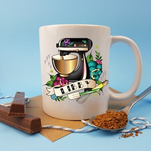 personalised baker gift coffee cup for friend who bakes and likes to cook