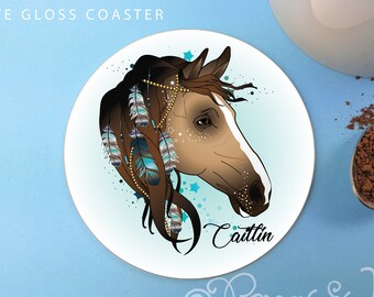 personalised coaster, equestrian gift, horsey gift idea, stocking filler, horse themed present, small gift, horse lover, loves to ride