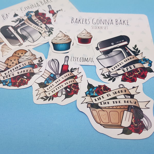 baking decals, baking stickers, baking gift, small gift for, someone who bakes, baking themed, sticker set, gift for her