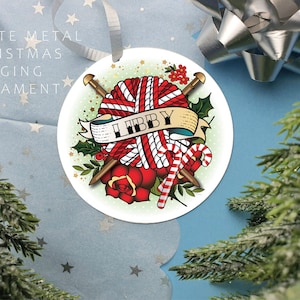 personalised knitting themed christmas bauble gift for knitter christmas 2023
