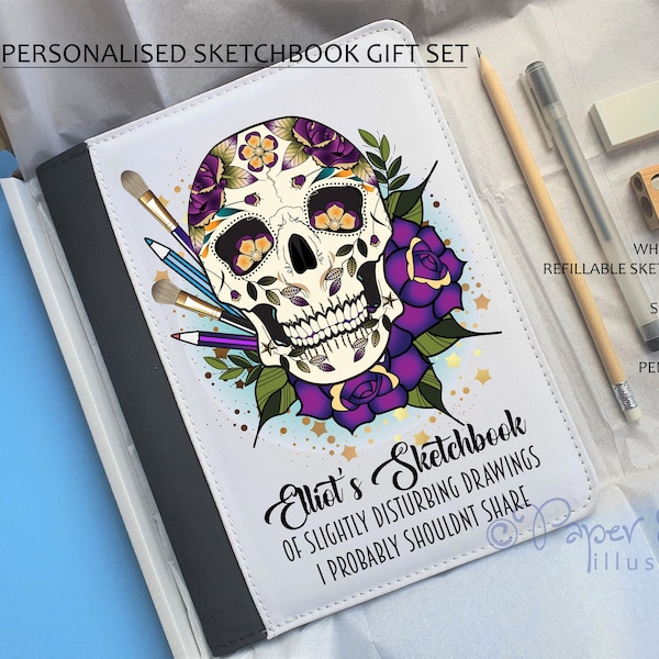 personalised sketchbook, creepy art gift, funny artist gift, gothic artist, friend gift, creepy drawings, spooky illustrations