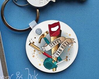 Carpenter Keyring, Woodworker Gift, Tool Kit Design