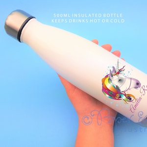 personalised water bottle for school with unicorn design nice gift for daughter or granddaughter