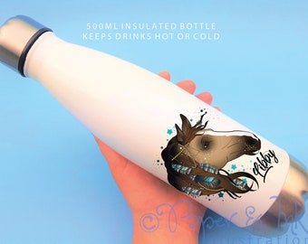 Personalized Horse Water Bottle, Insulated Aluminum Drinks Flask