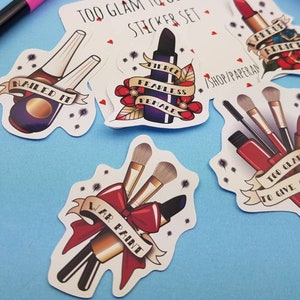 beauty stickers, makeup stickers, glam stickers, glossy stickers, laptop decals, beauty therapist stickers, lipstick stickers, gift idea