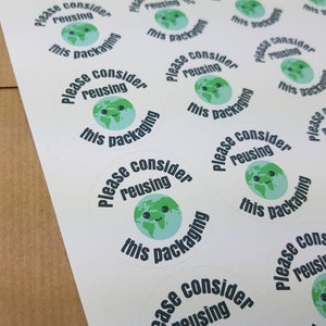 please consider reusing this packaging stickers, environmental stickers, recycling stickers