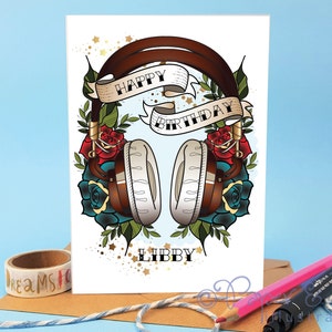 cartão de aniversário de músico, cartão de estudante de música, estudo de música, presente de membro da banda, presente de estrela do rock, cartão musical, cartão de aniversário com tema musical
