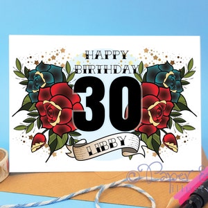 happy 30th, birthday card, 30th birthday, all ages, select from menu, 40th birthday card, card for mum, card for sister, card for nanny