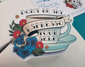 Espresso coffee lover sticker decal gift for friend
