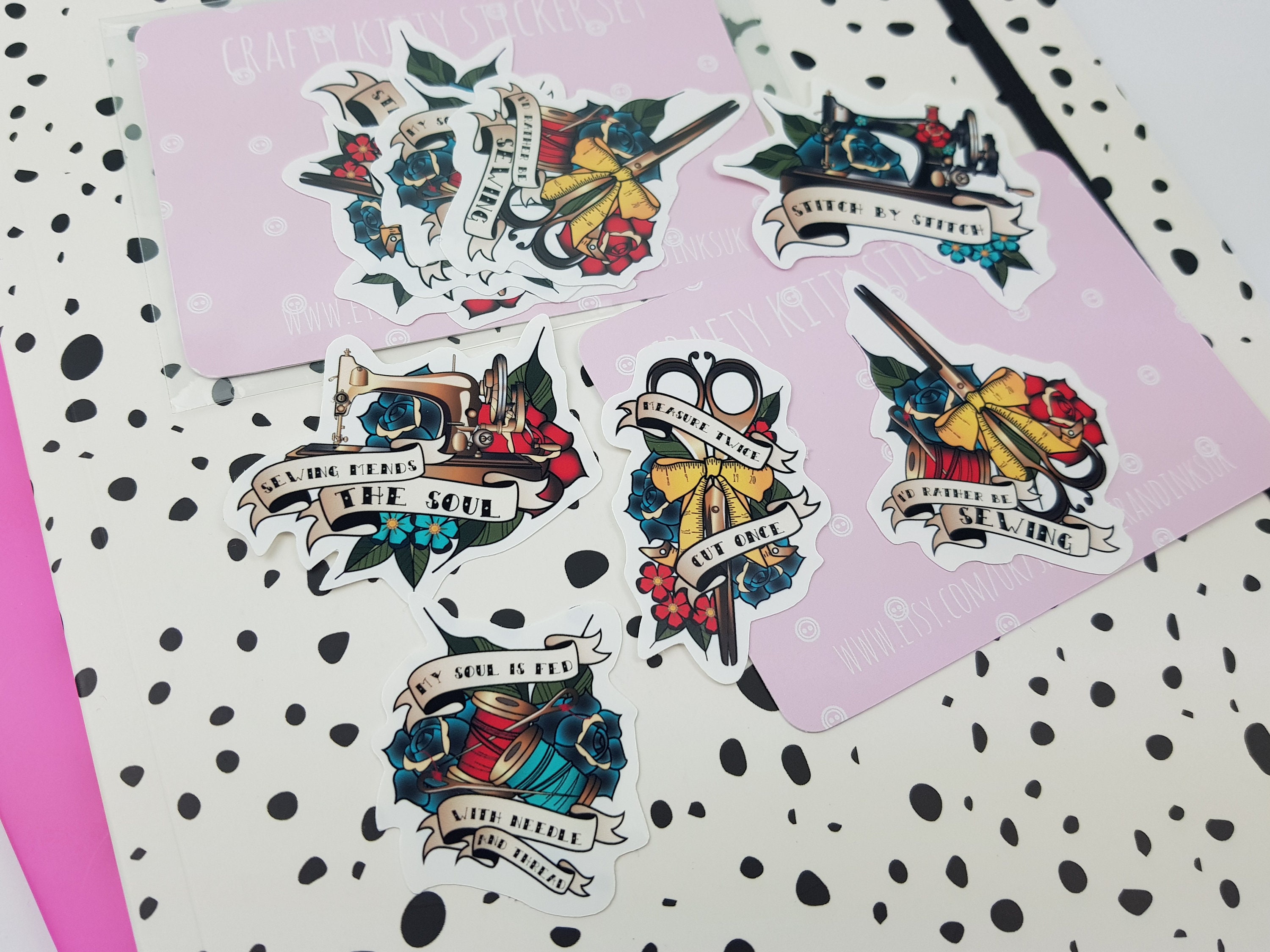 Crafting Sticker Set Sewing Decals Sewing Themed Sticker Etsy